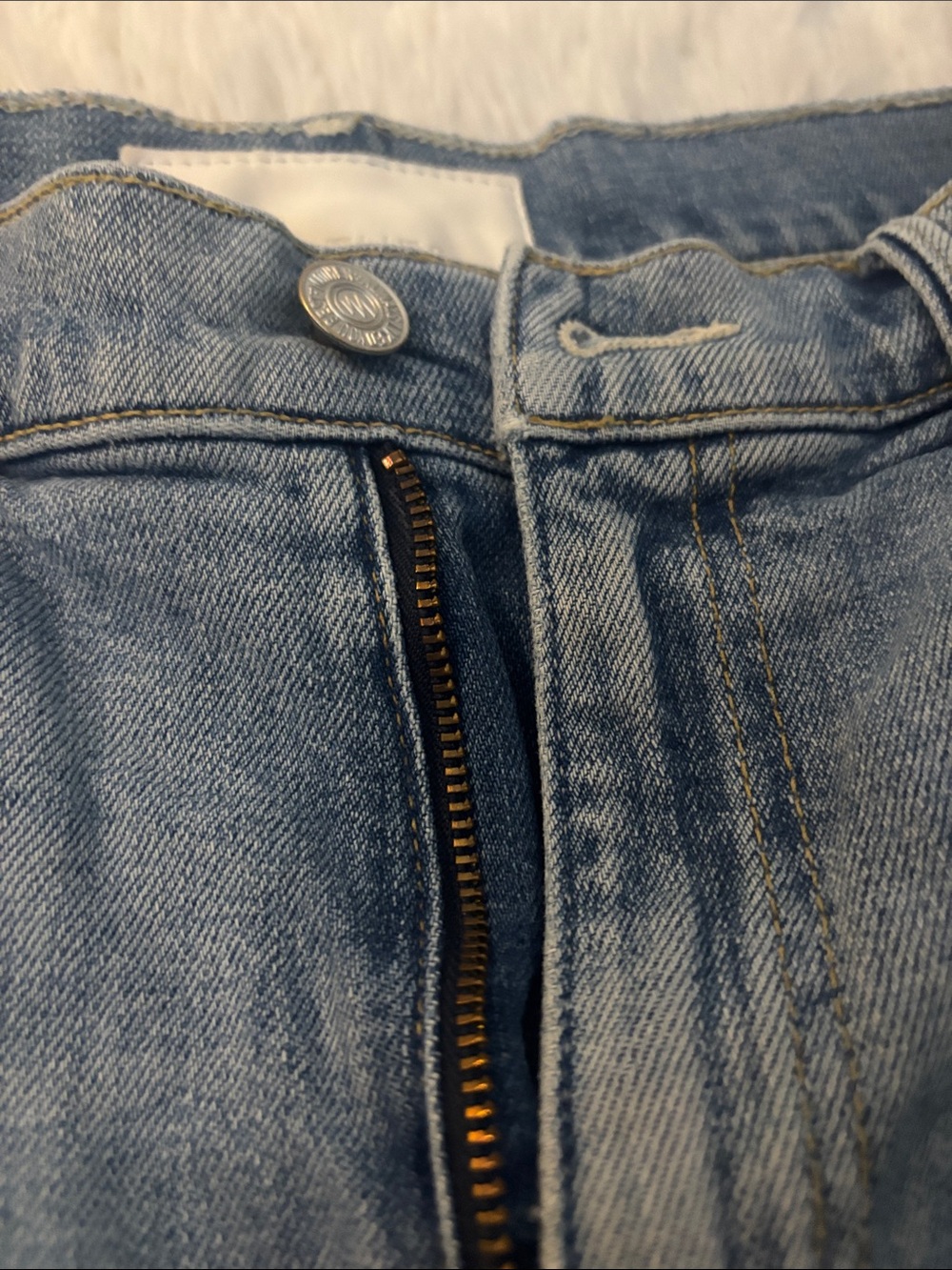 MOTHER Light Blue Denim Cutoff Shorts with Colorful Pocket Embroidery - Picture 3 of 13